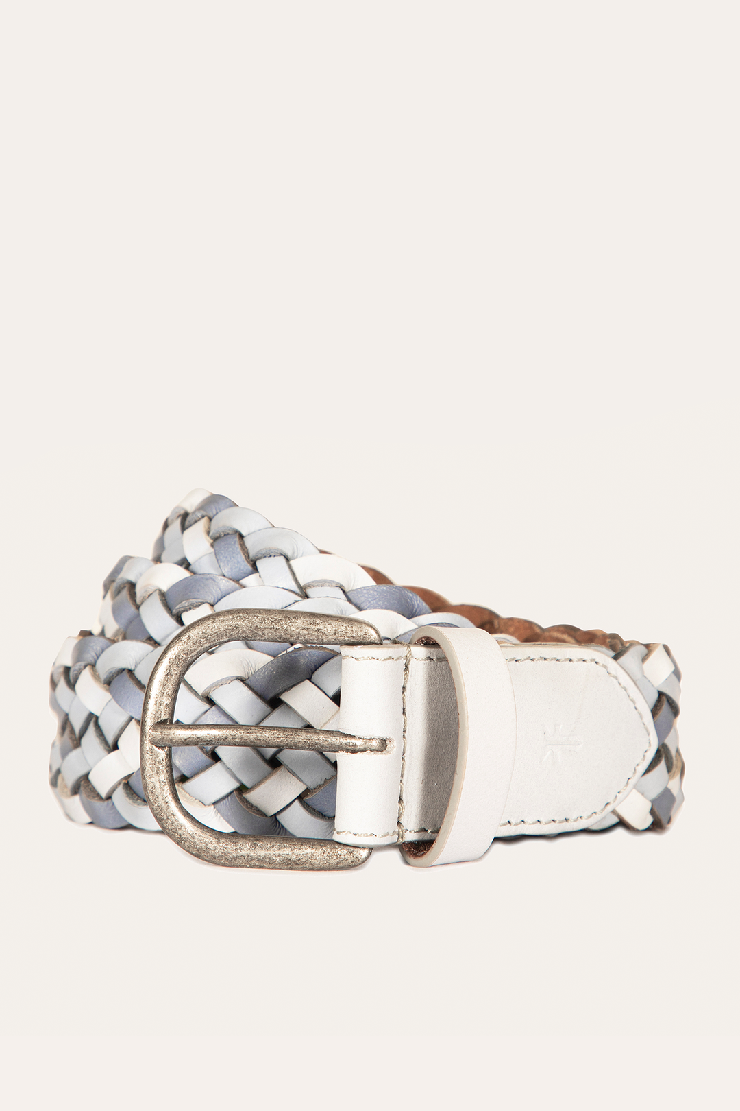 35mm Washed Denim Woven Leather Belt - Washed Denim