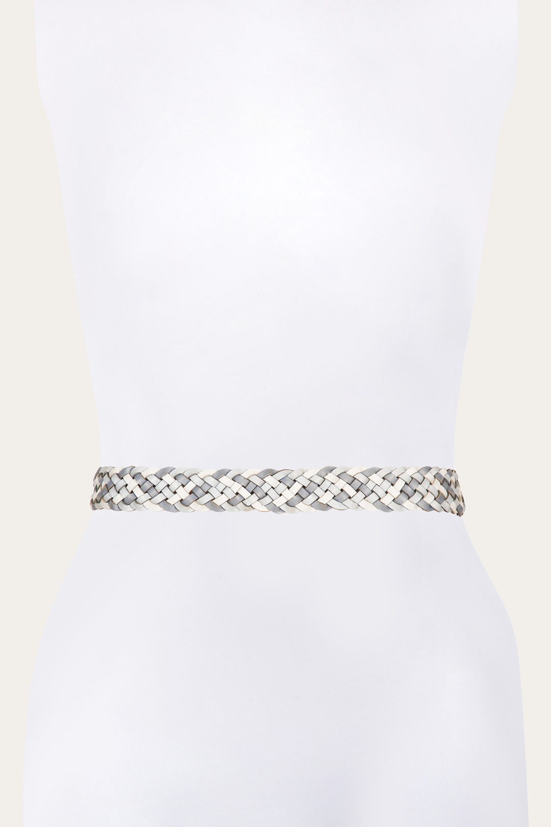 35mm Washed Denim Woven Leather Belt - Washed Denim