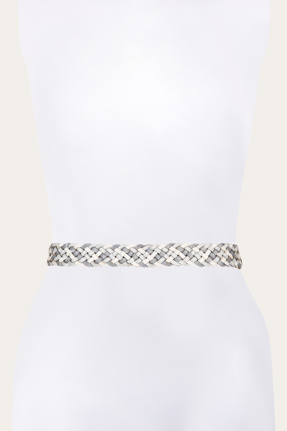 35mm Washed Denim Woven Leather Belt - Washed Denim