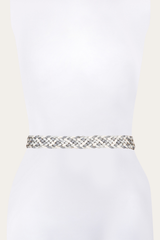 35mm Washed Denim Woven Leather Belt - Washed Denim