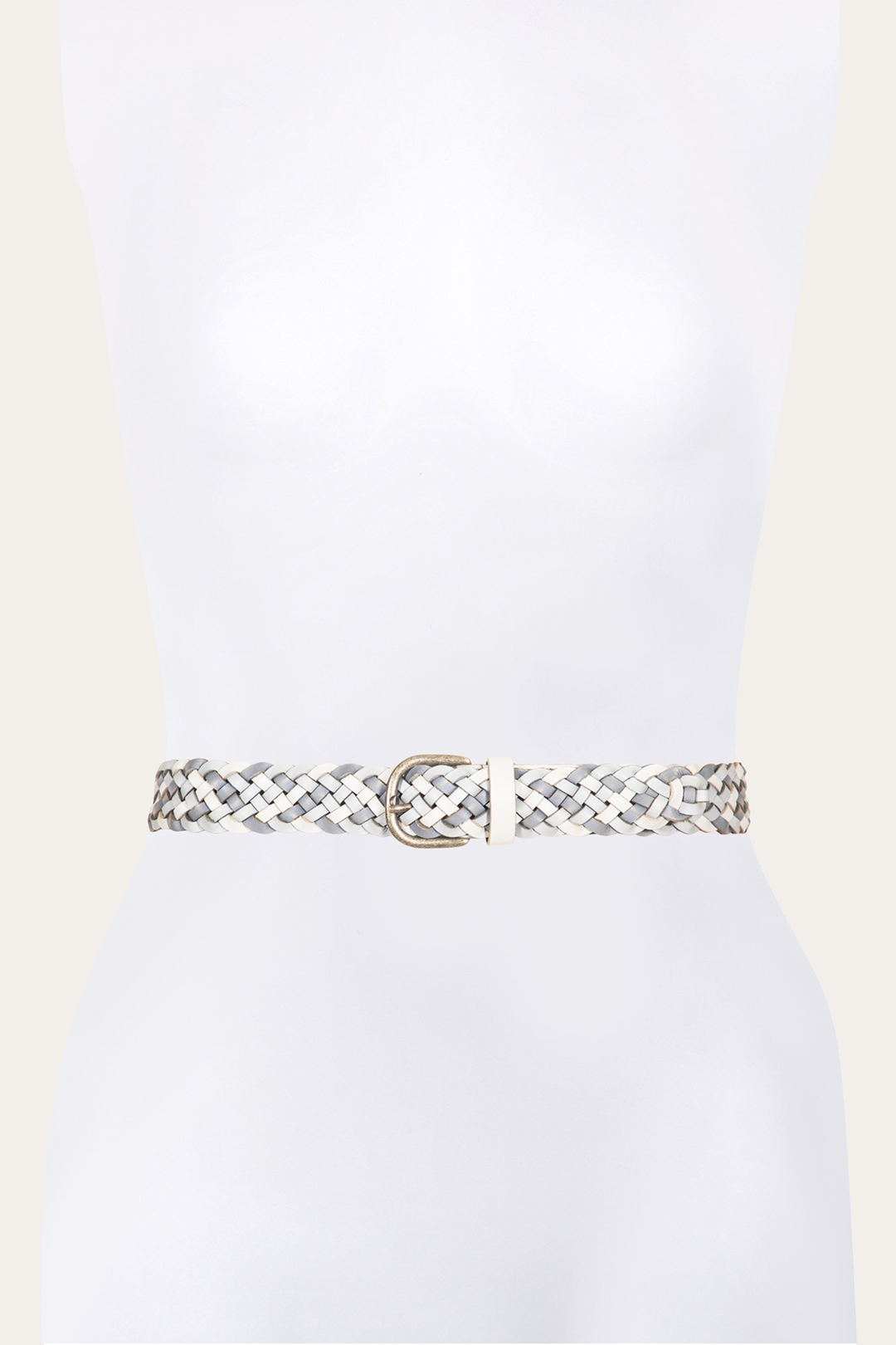 35mm Washed Denim Woven Leather Belt - Washed Denim