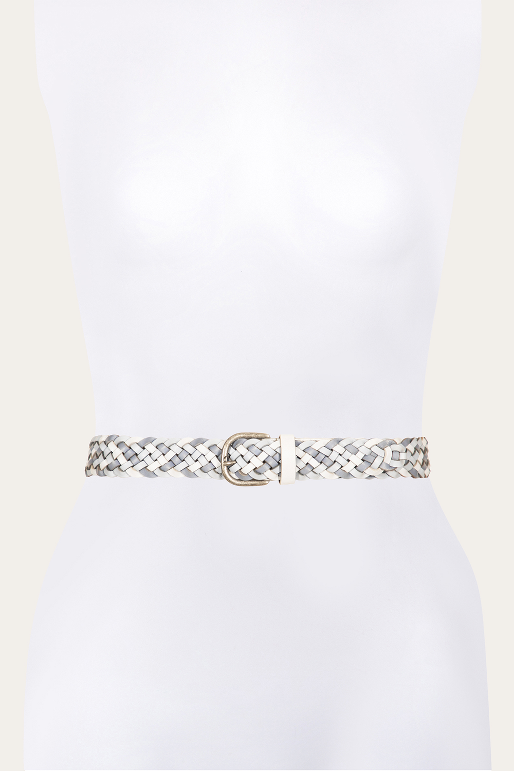 35mm Washed Denim Woven Leather Belt - Washed Denim