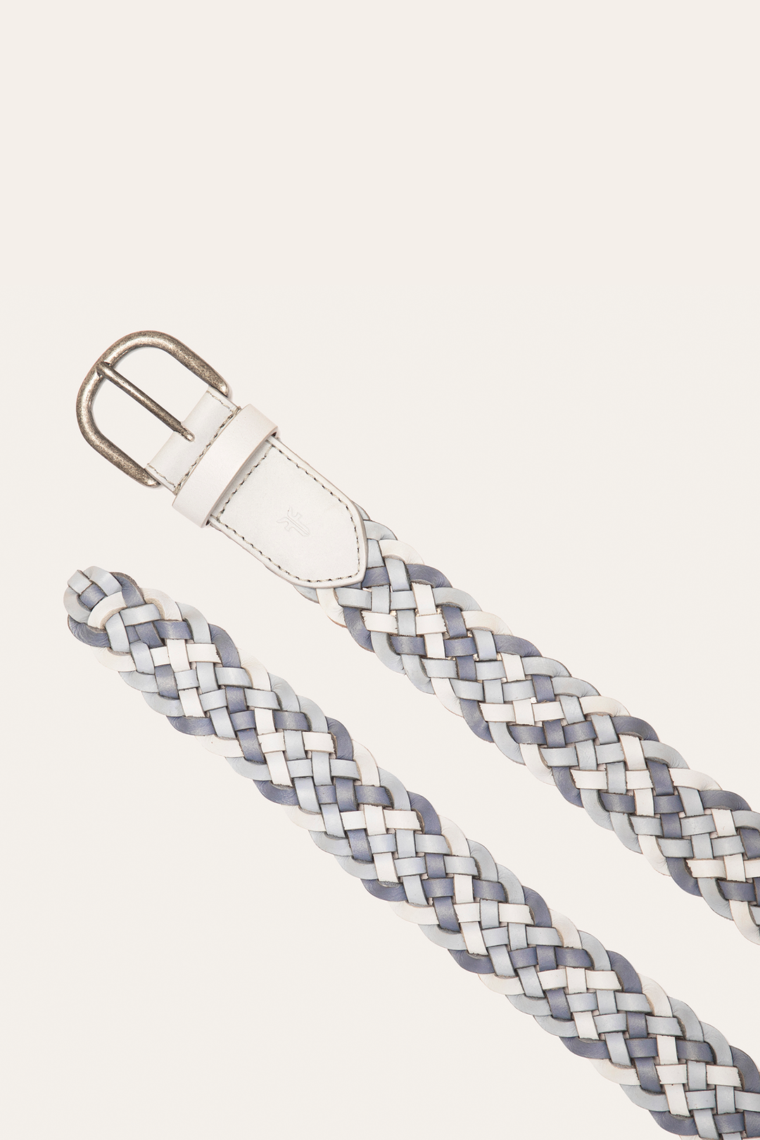 35mm Washed Denim Woven Leather Belt - Washed Denim