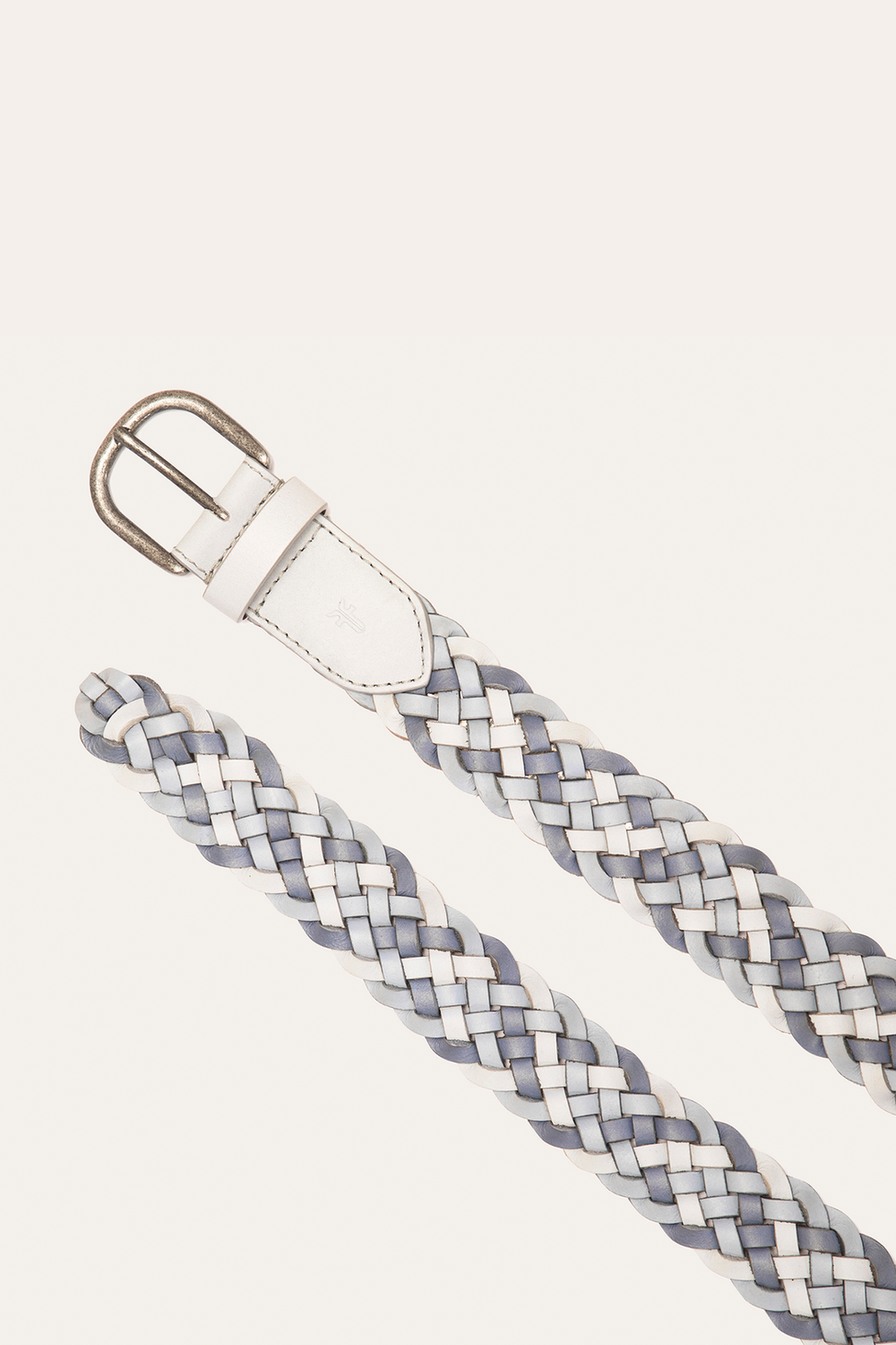 35mm Washed Denim Woven Leather Belt - Washed Denim