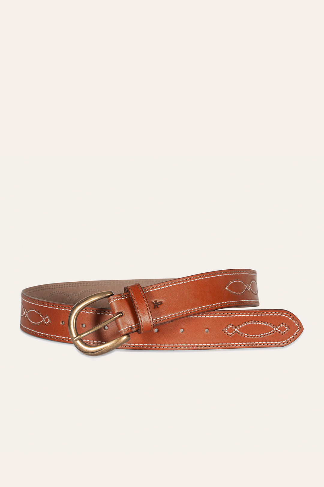 40mm Tan Belt With 2-Tone Stitch - Tan
