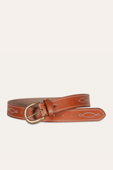 40mm Tan Belt With 2-Tone Stitch - Tan