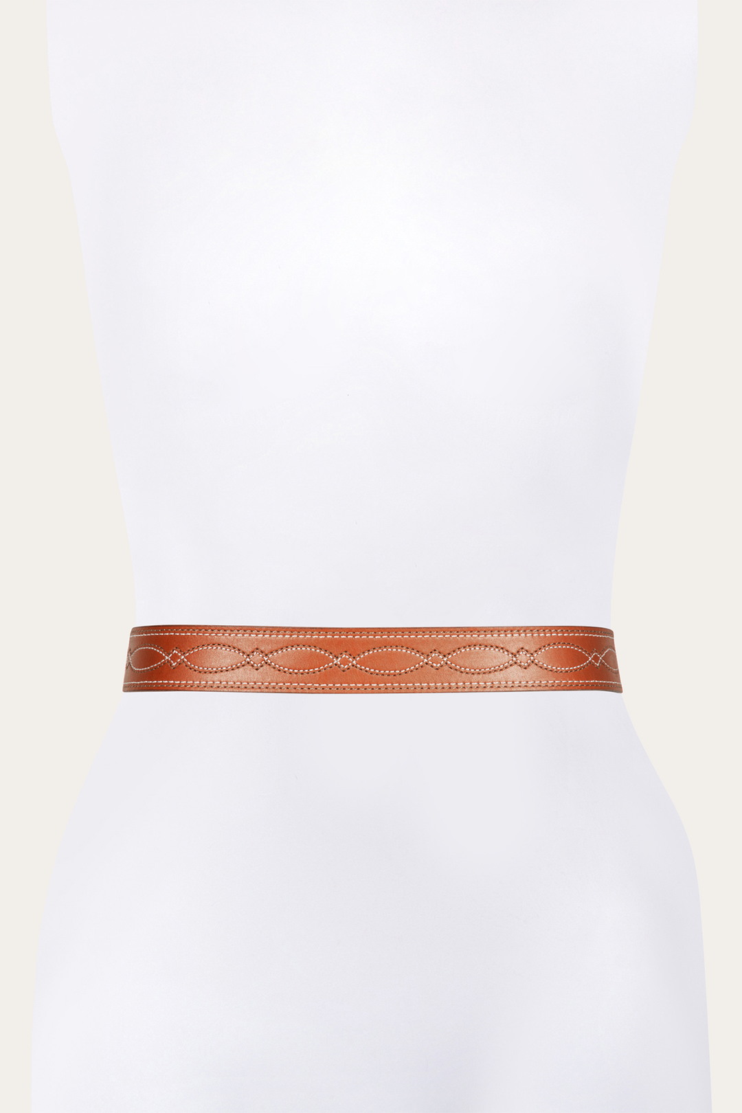 40mm Tan Belt With 2-Tone Stitch - Tan