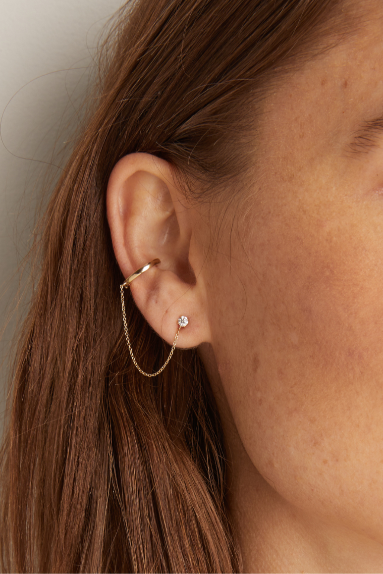 Women’s Lab Grown Diamond Stud and Ear Cuff | Aurate x The Frye Company - 14k Yellow Gold