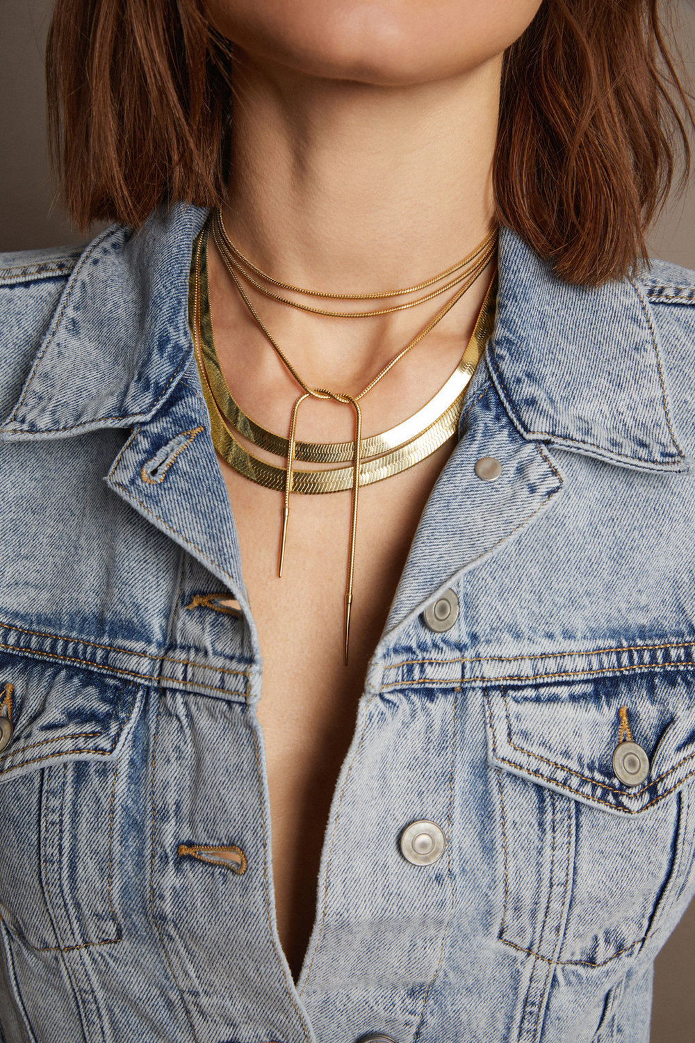 Women’s Bold Herringbone Necklace | Aurate x The Frye Company - Yellow Vermeil
