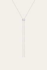 Women’s Lab Grown White Sapphire Bolo Necklace | Aurate x The Frye Company - Sterling Silver