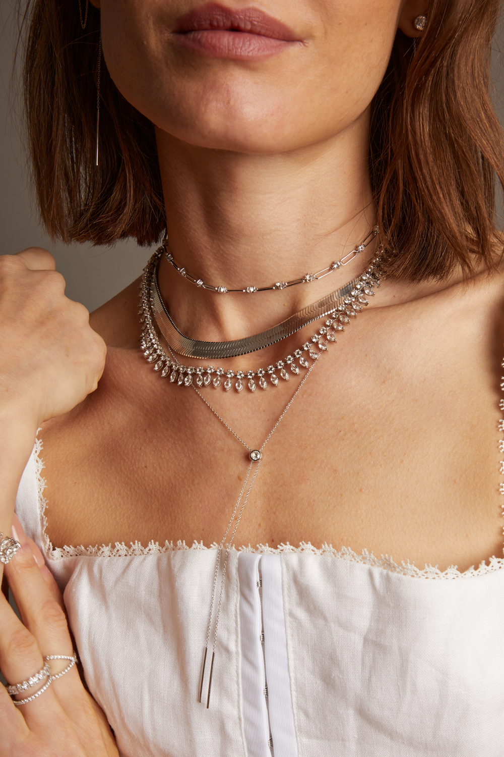 Women’s Lab Grown White Sapphire Bolo Necklace | Aurate x The Frye Company - Sterling Silver