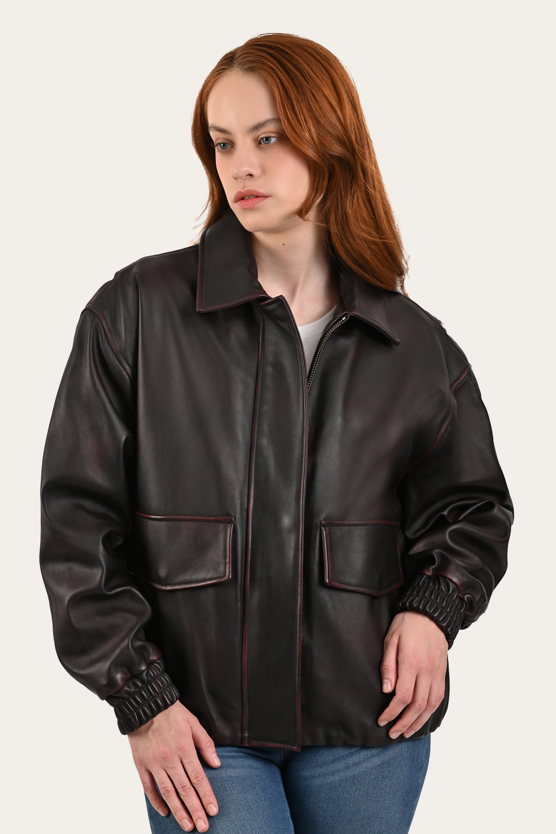 Black Cherry Harper Oversized Bomber - Black Cherry