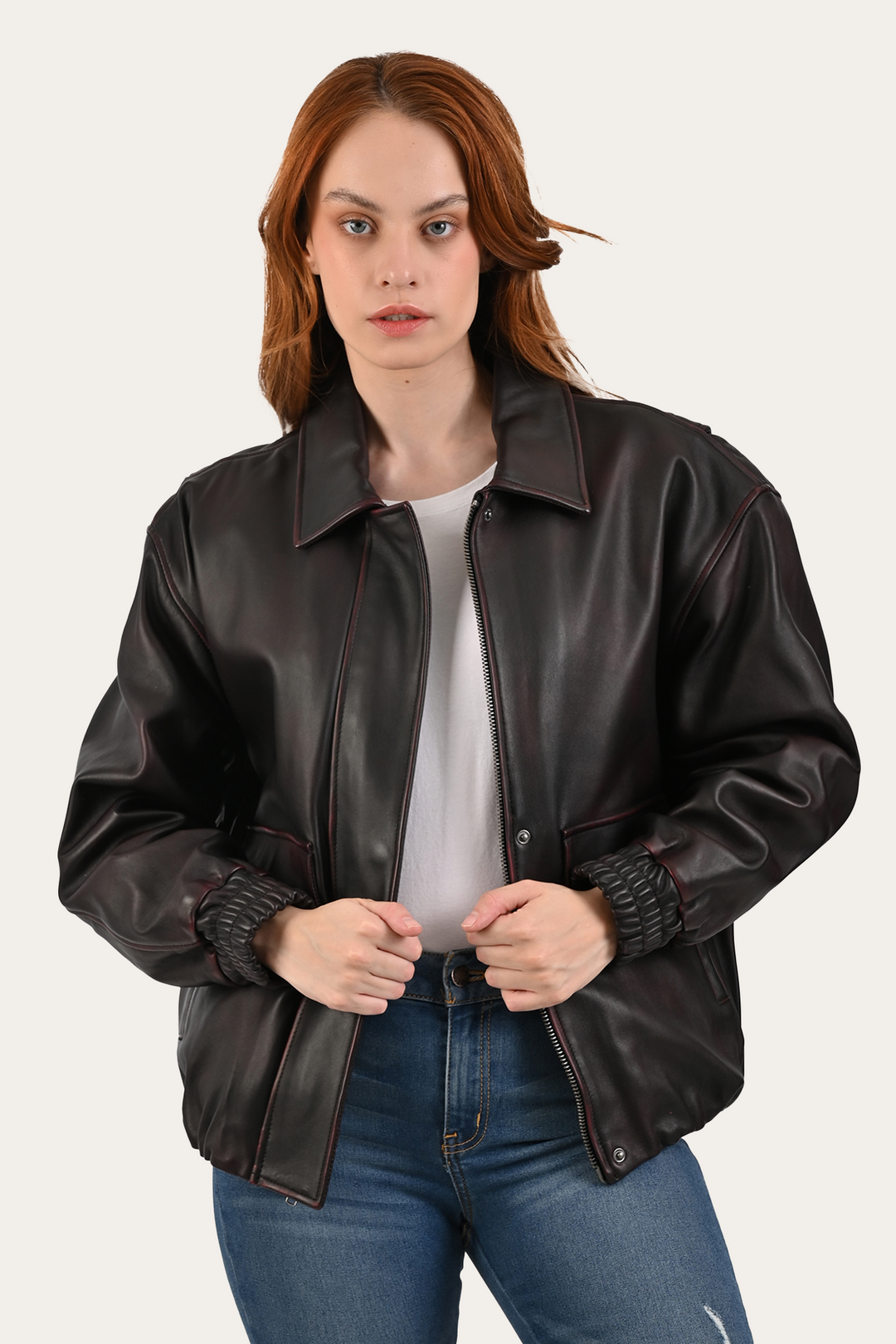 Black Cherry Harper Oversized Bomber - Black Cherry