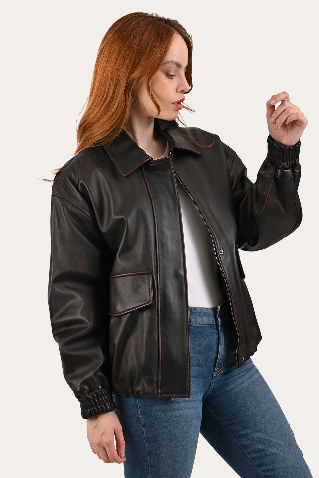 Black Cherry Harper Oversized Bomber - Black Cherry
