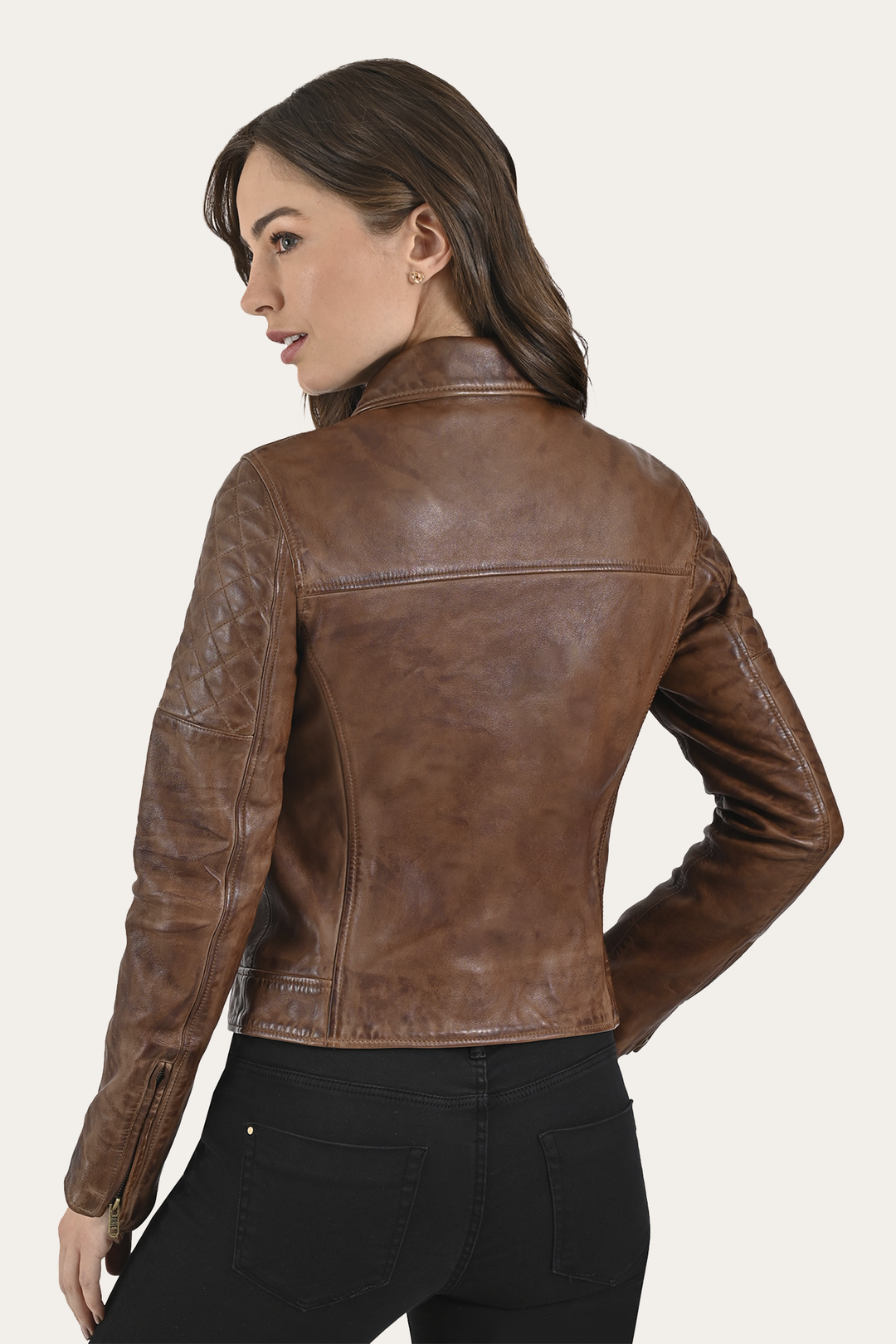 Cordially Modern Biker Jacket - Moka Tobacco
