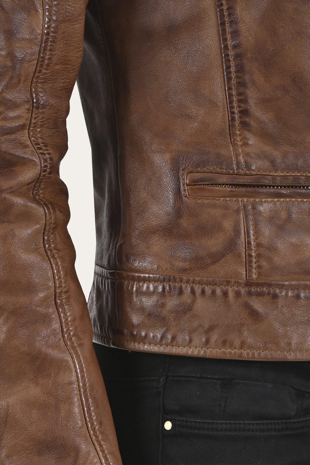 Cordially Modern Biker Jacket - Moka Tobacco