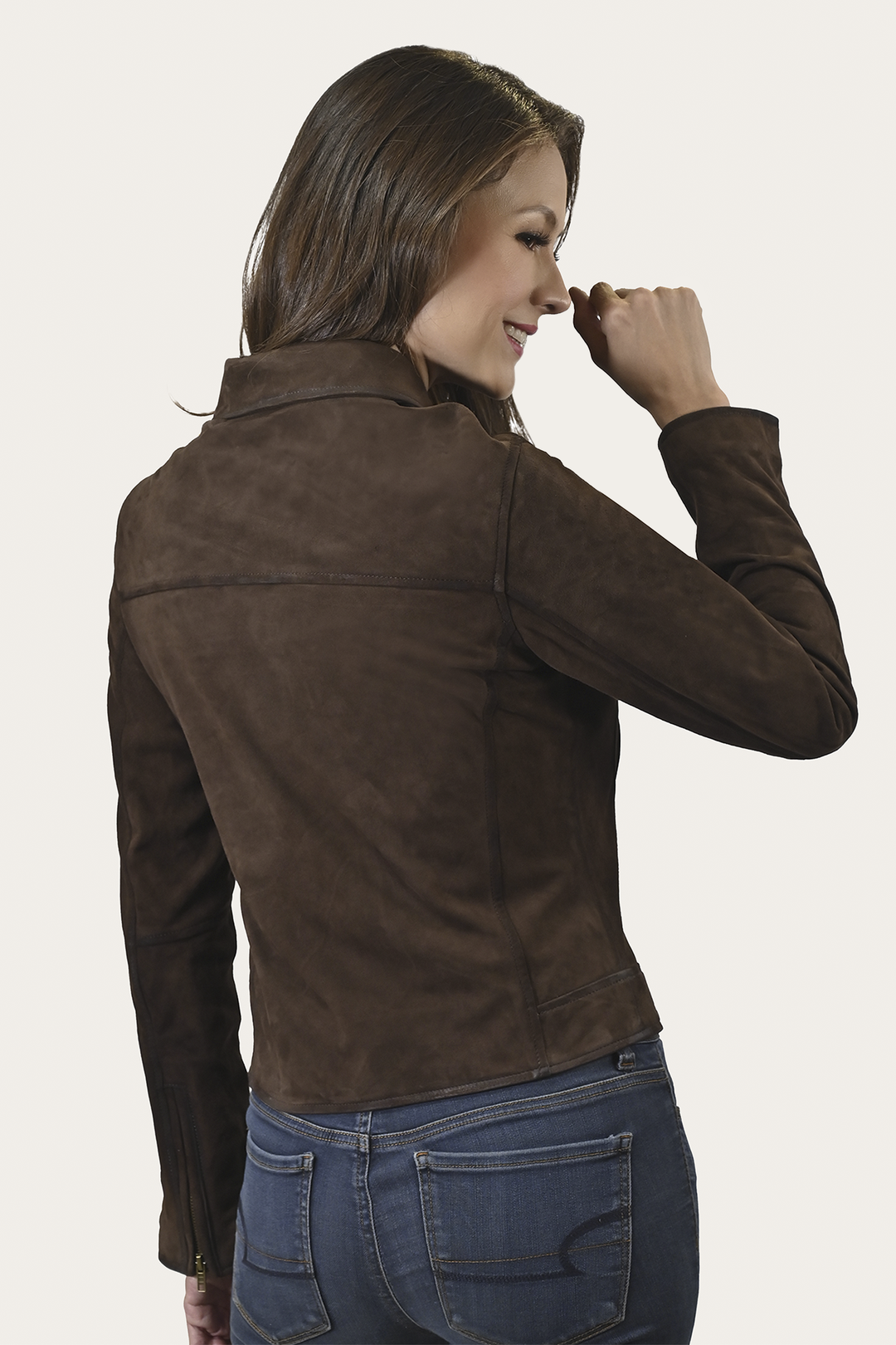 Women’s Dark Brown Clive Elegant Suede Biker Jacket - Dark Brown