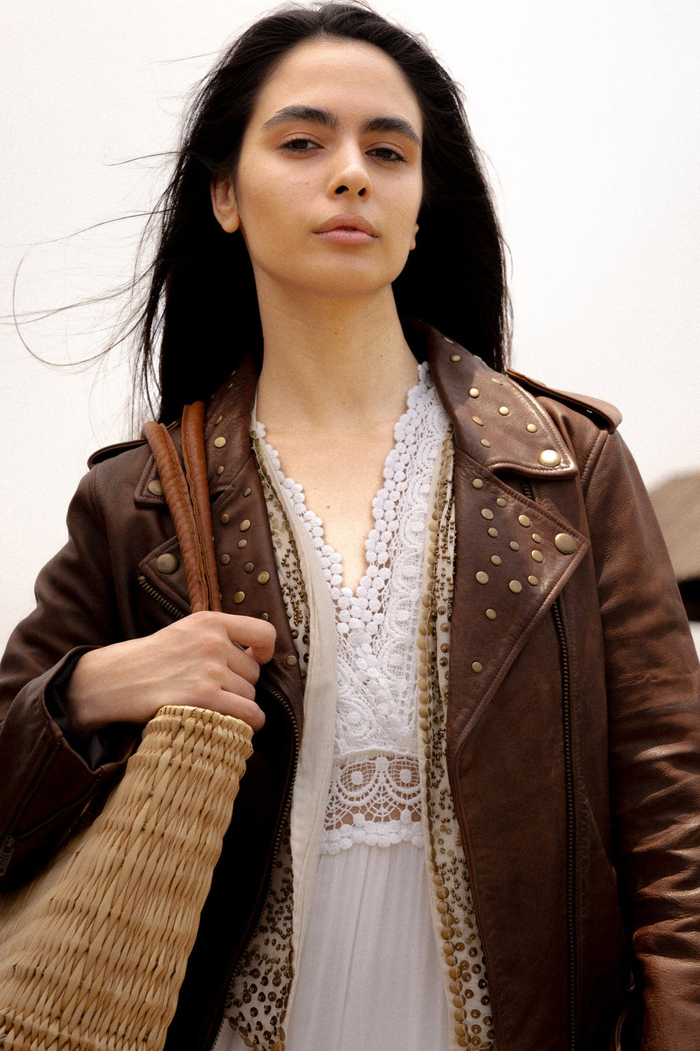 Women’s Tobacco Linc Biker Leather Jacket - Tobacco