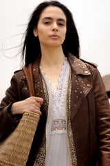 Women’s Tobacco Linc Biker Leather Jacket - Tobacco