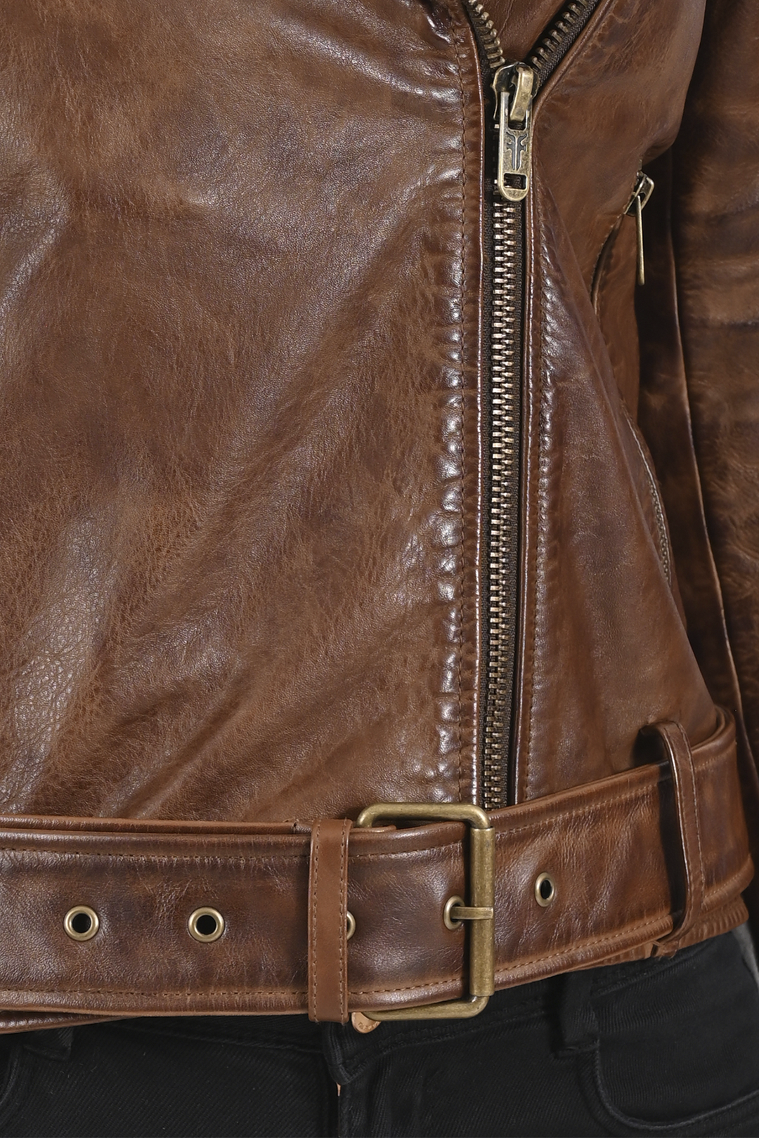 Women’s Tobacco Linc Biker Leather Jacket - Tobacco
