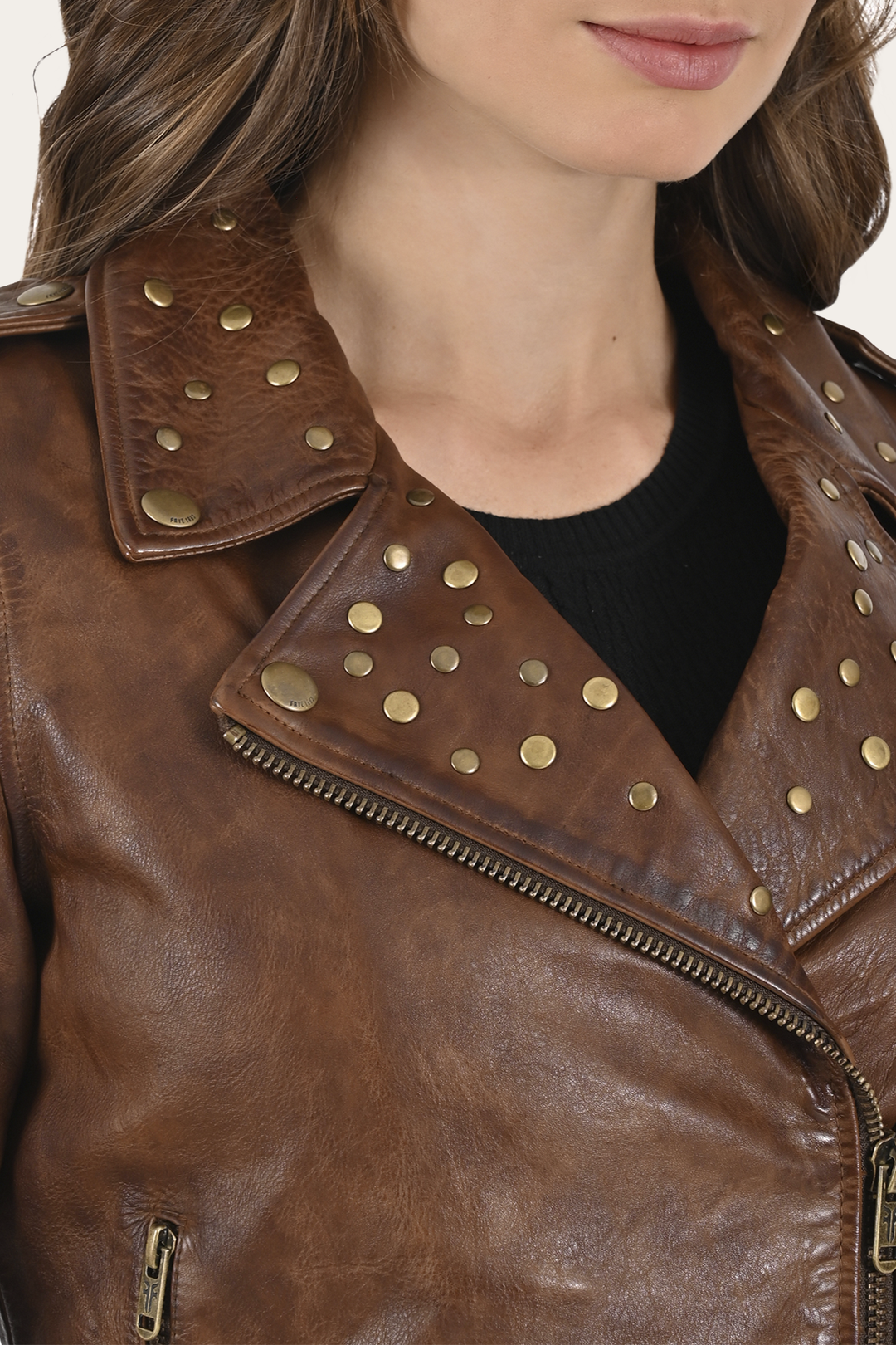 Women’s Tobacco Linc Biker Leather Jacket - Tobacco