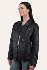 Women’s Black Obadiah Leather Shacket - Black