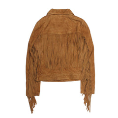 Women’s Medium Brown Nash Fringed Suede Trucker Jacket - Medium Brown