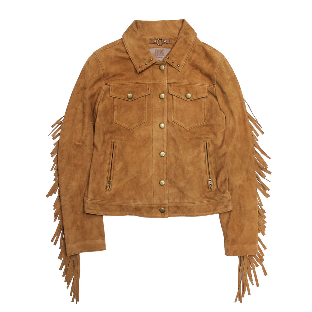 Women’s Medium Brown Nash Fringed Suede Trucker Jacket - Medium Brown