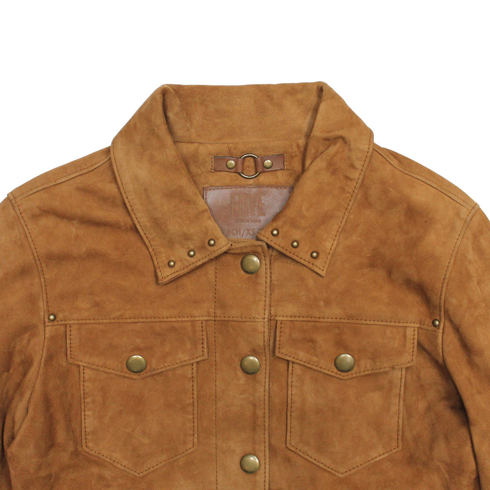 Women’s Medium Brown Nash Fringed Suede Trucker Jacket - Medium Brown