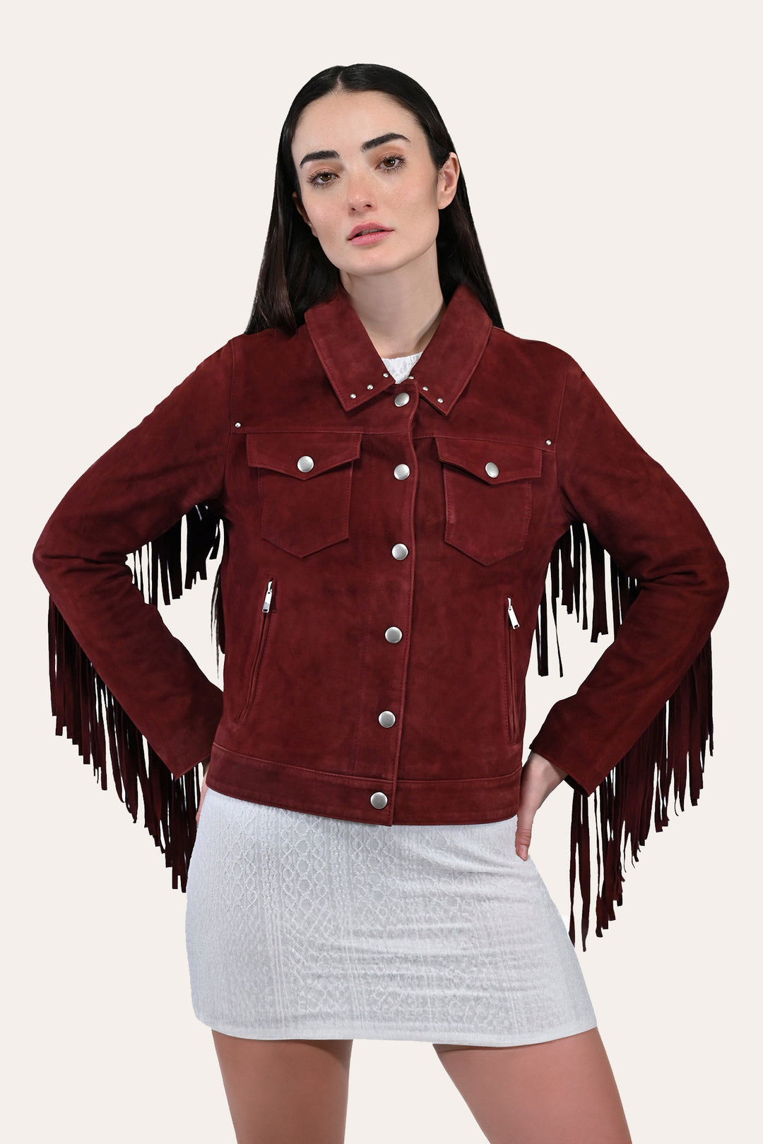 Women’s Oxblood Nash Trucker Suede Jacket - Oxblood