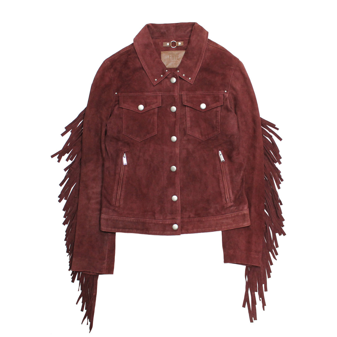 Women’s Oxblood Nash Trucker Suede Jacket - Oxblood