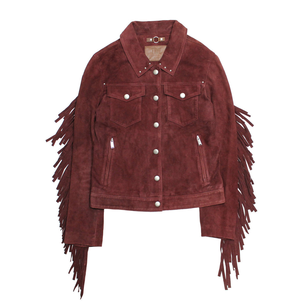 Women’s Oxblood Nash Trucker Suede Jacket - Oxblood