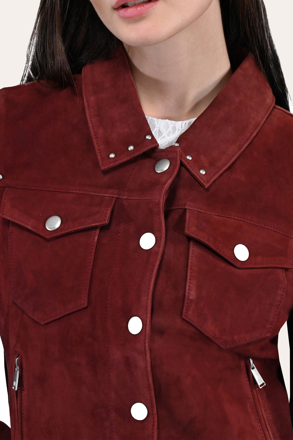 Women’s Oxblood Nash Trucker Suede Jacket - Oxblood