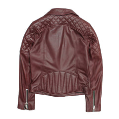 Women’s Oxblood Oklahoma Nappa Leather Biker Jacket - Oxblood