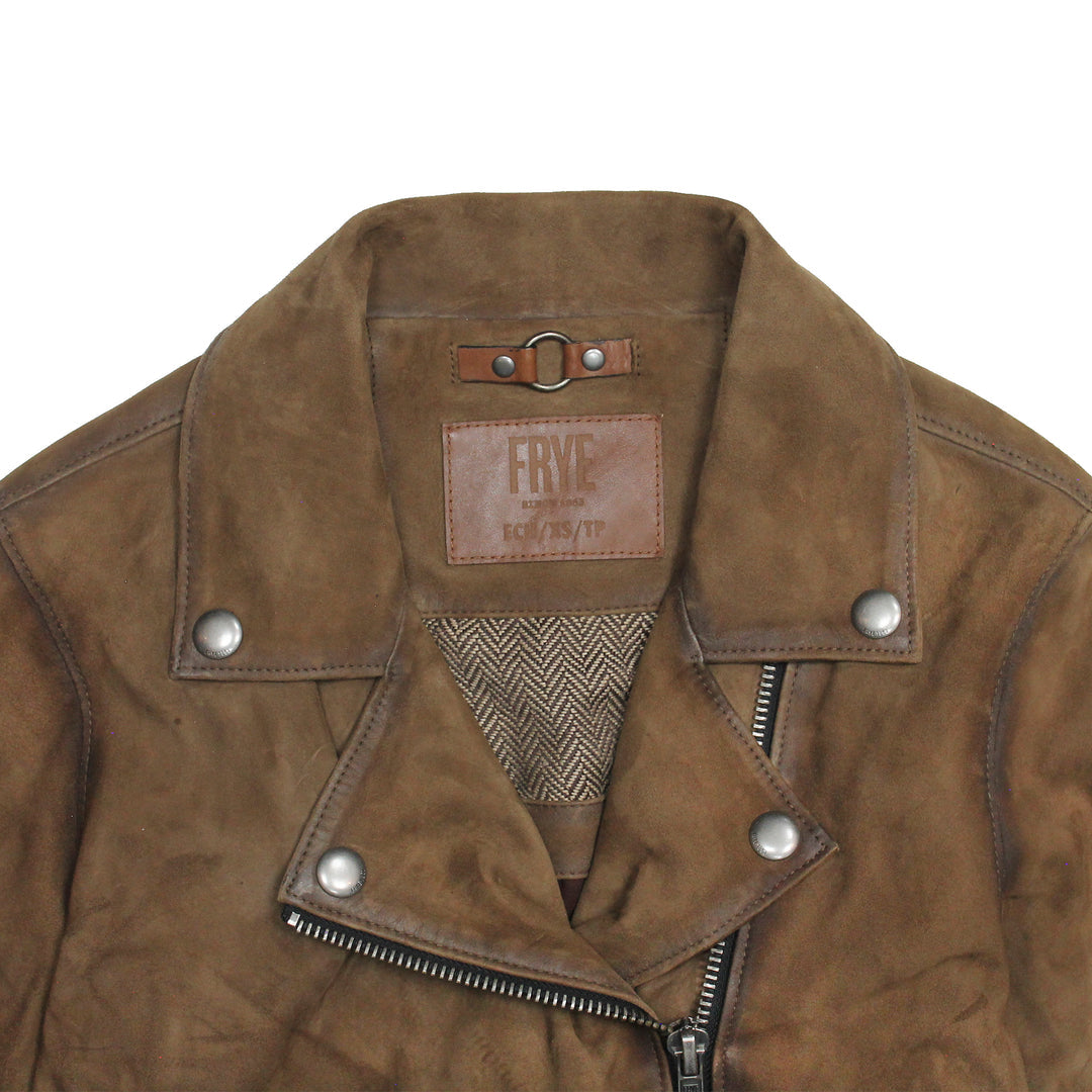 Women’s Dark Taupe Oakley Vintage Suede Biker Jacket - Dark taupe