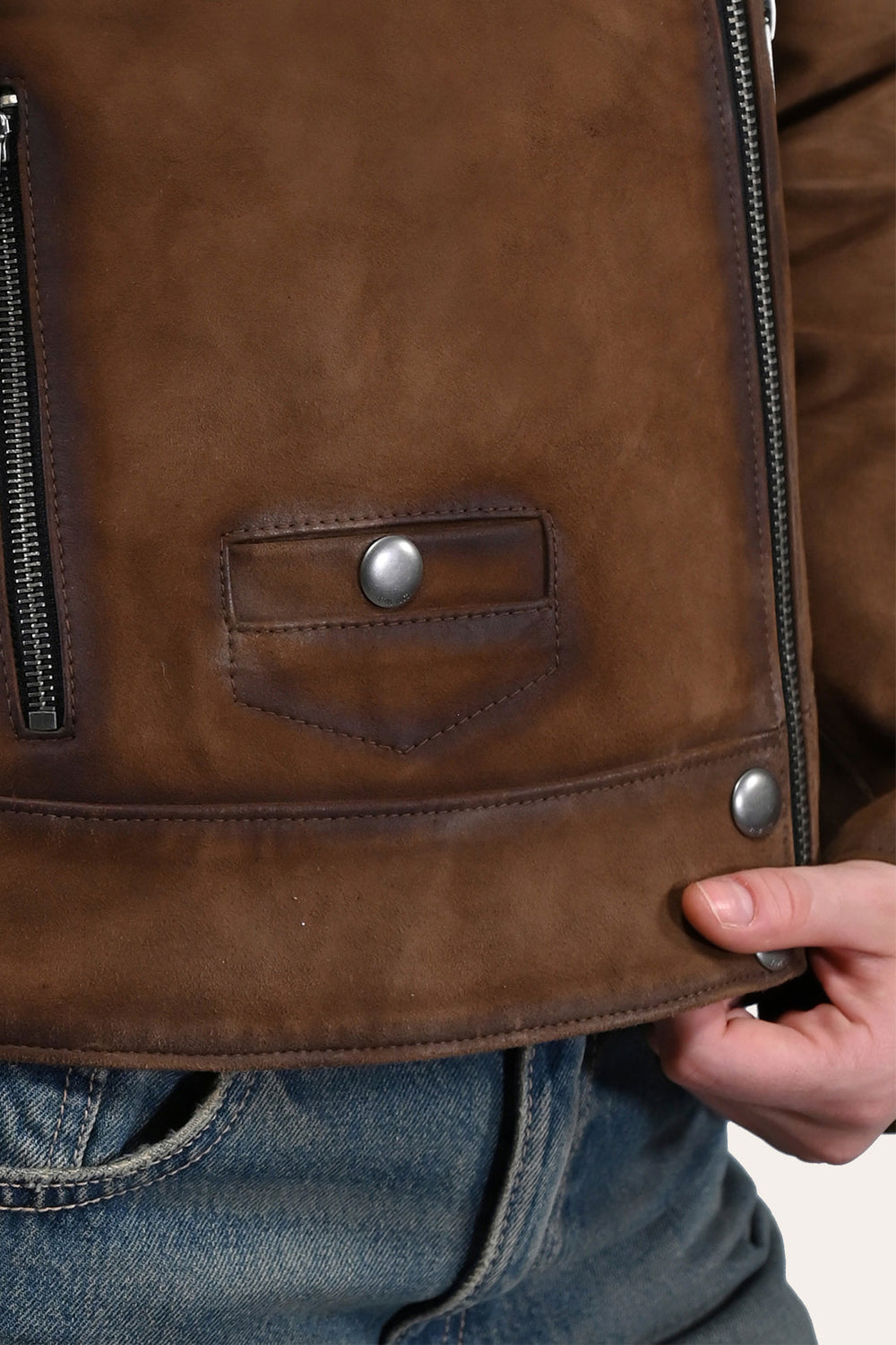 Women’s Dark Taupe Oakley Vintage Suede Biker Jacket - Dark taupe