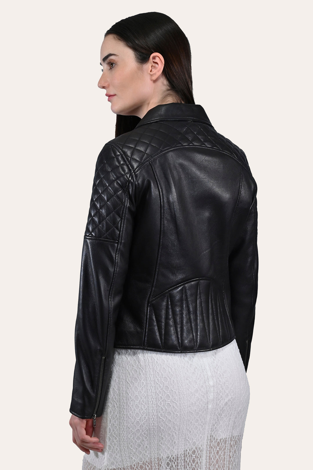 Women’s Black Oklahoma Biker Leather Jacket - Black