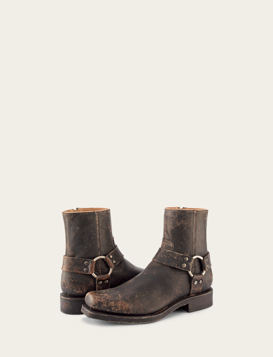 Men's Antiqued Black Conway Harness Moto Boots - Antiqued Black