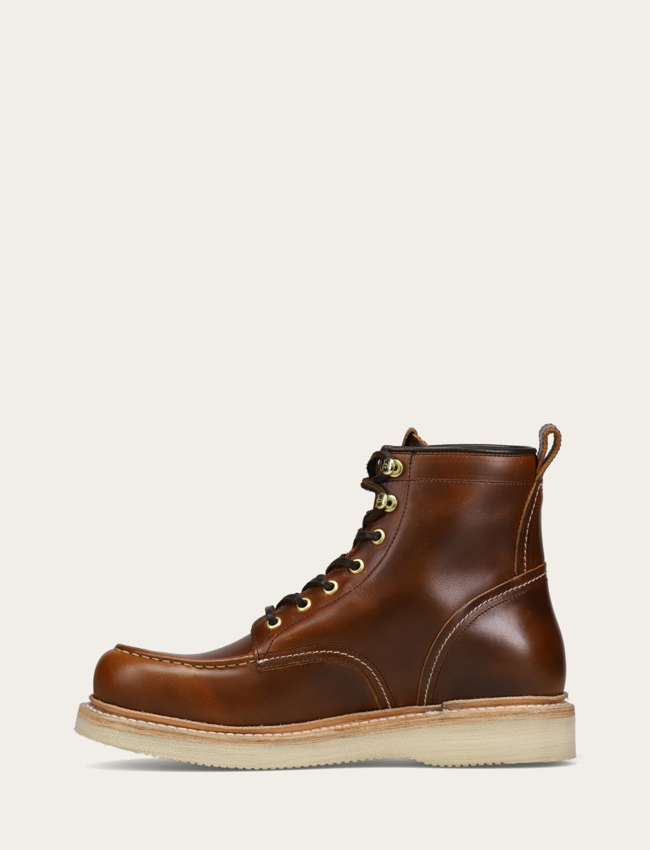 Men's Saddle Hudson Workboot Wedge Lace Ups - Saddle