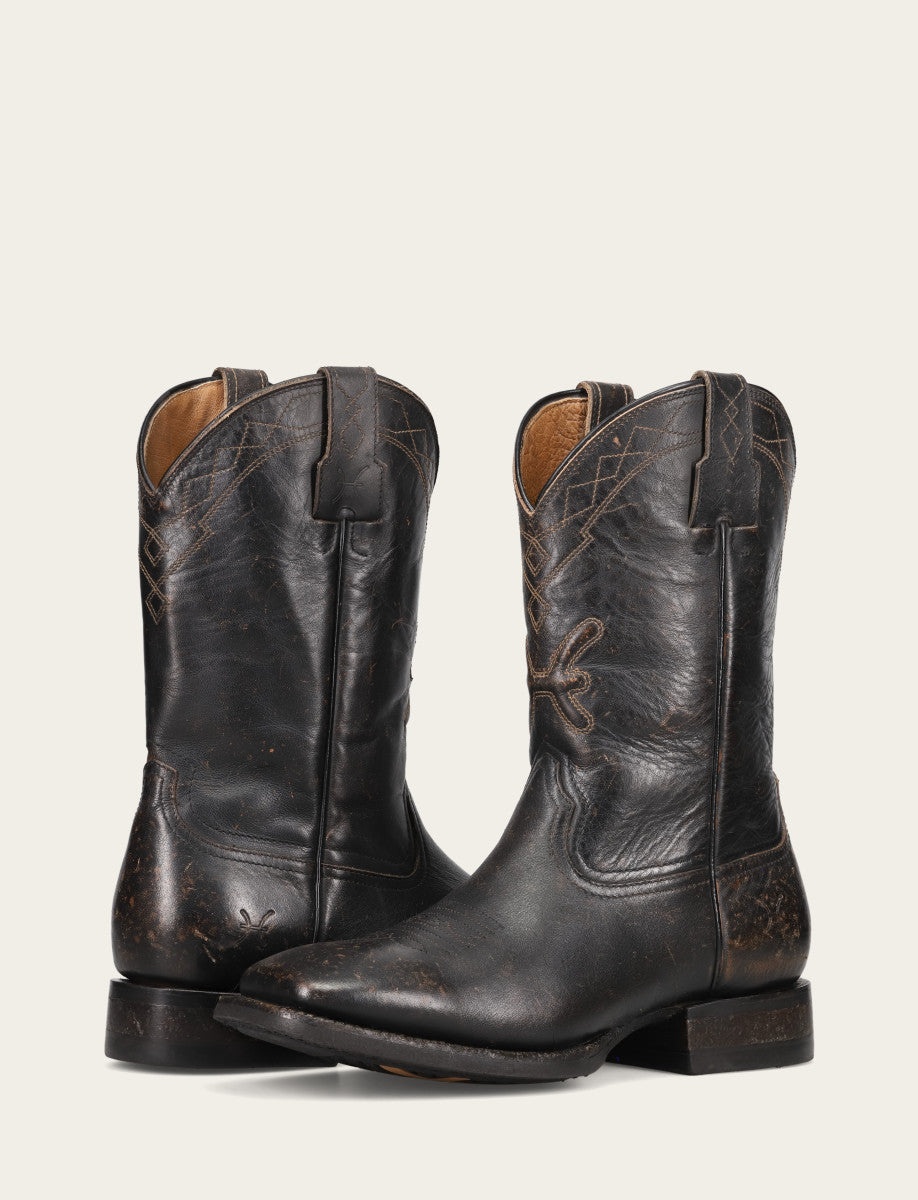 Men's Black Hauser Logo Stitch Boots - Black