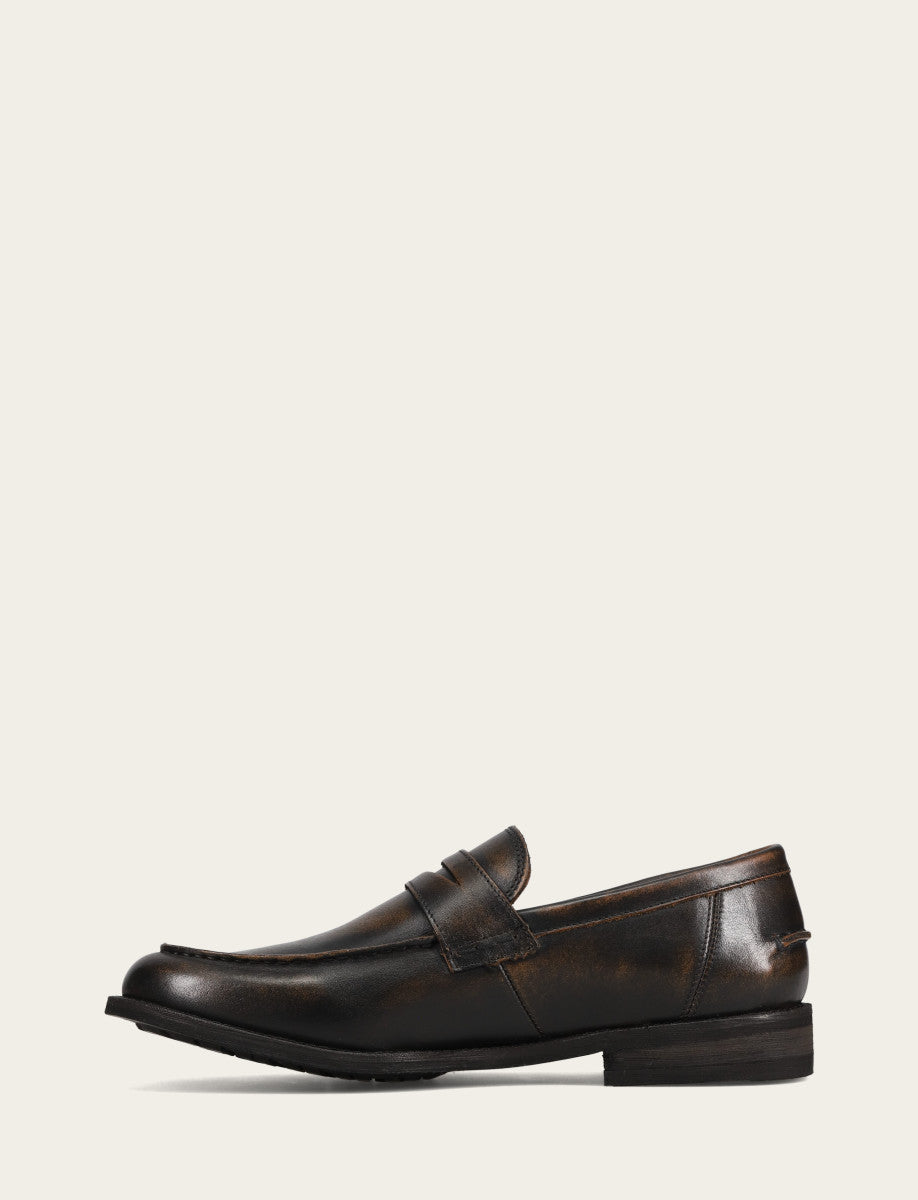 Men's Brown Brush Off Tyler Flex Penny Loafer - Brown Brush Off