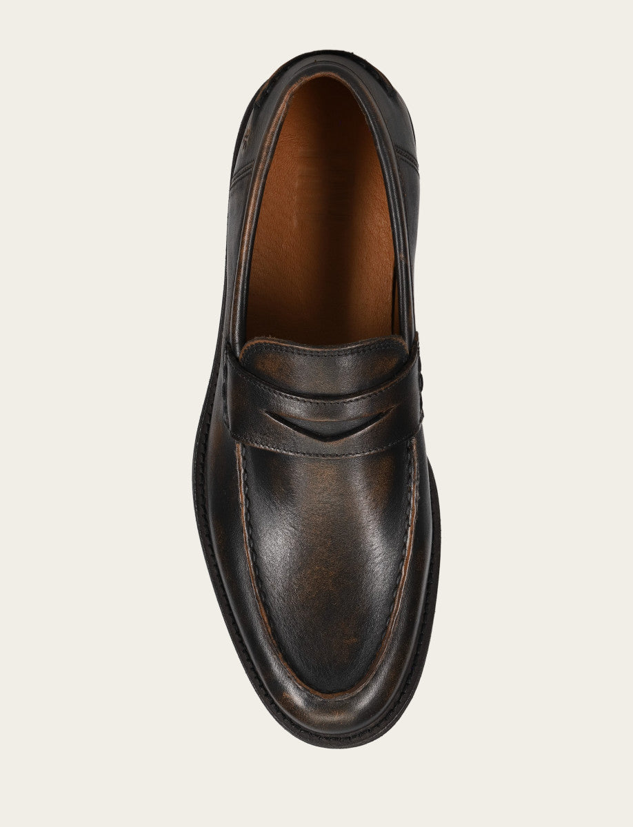 Men's Brown Brush Off Tyler Flex Penny Loafer - Brown Brush Off