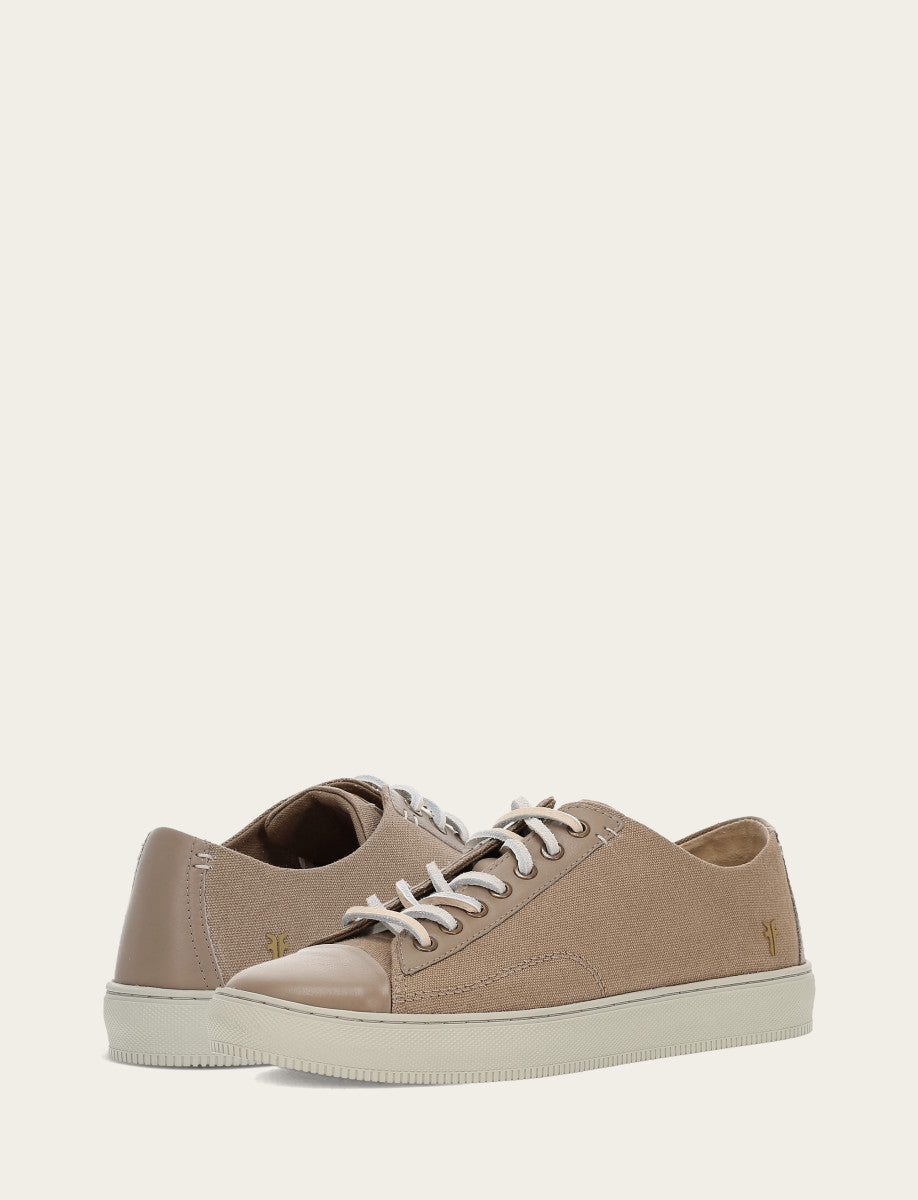 Men's Khaki Astor Cap Toe Low Lace Sneakers - Khaki