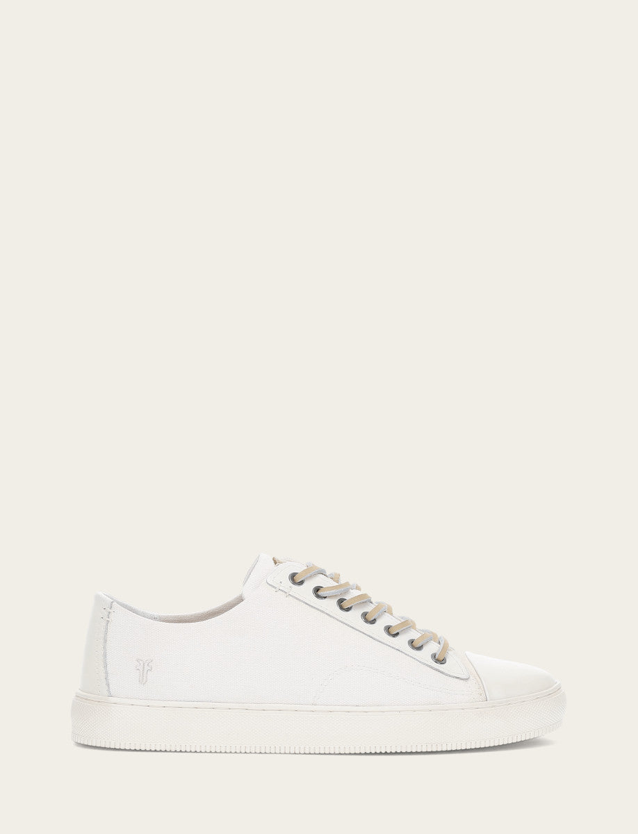 Men's White Astor Cap Toe Low Lace Sneakers - White