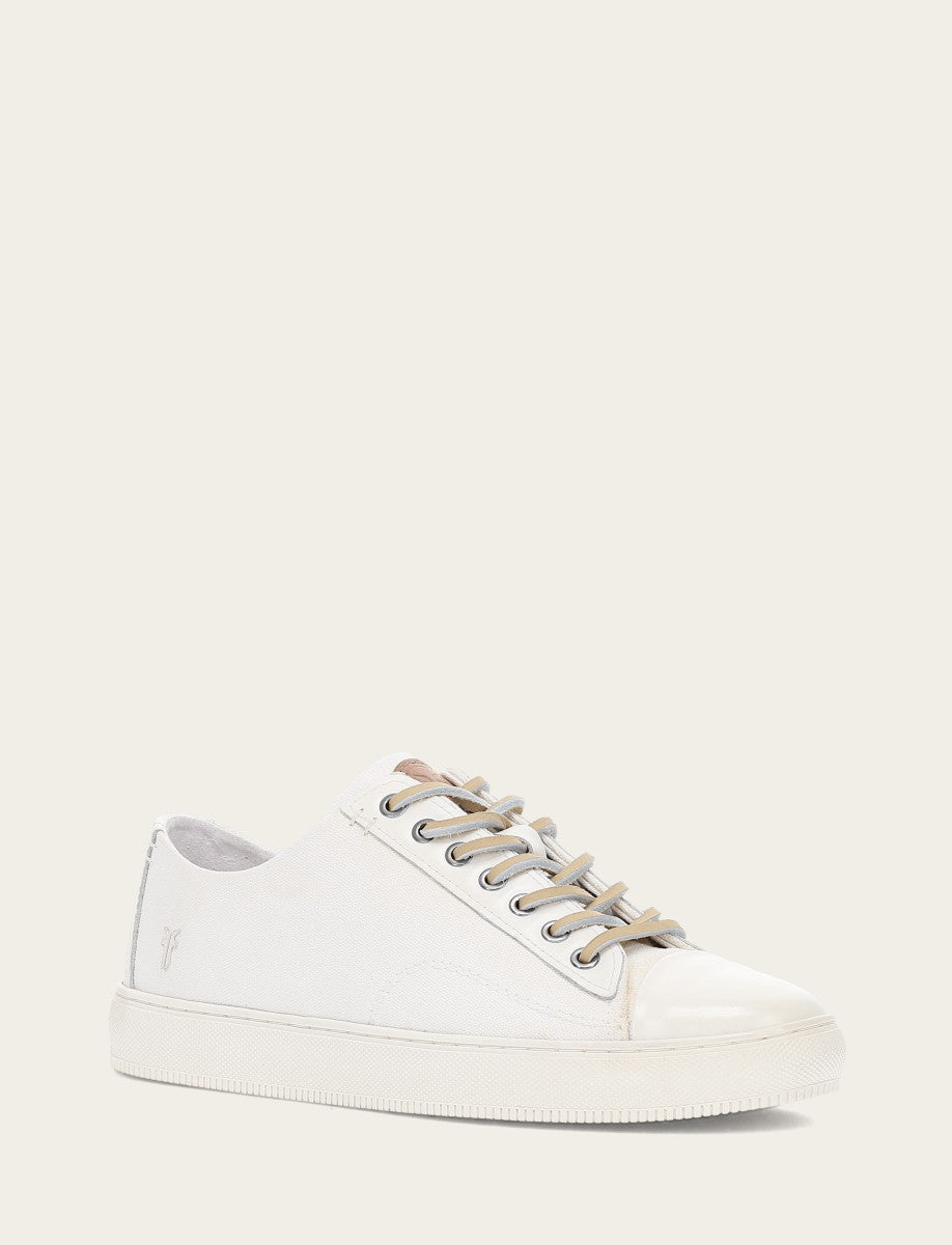 Men's White Astor Cap Toe Low Lace Sneakers - White