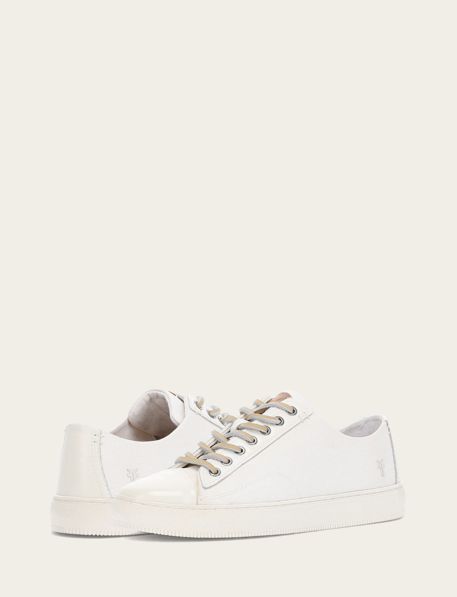 Men's White Astor Cap Toe Low Lace Sneakers - White