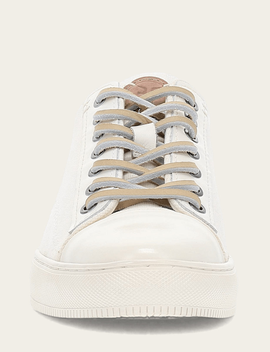 Men's White Astor Cap Toe Low Lace Sneakers - White