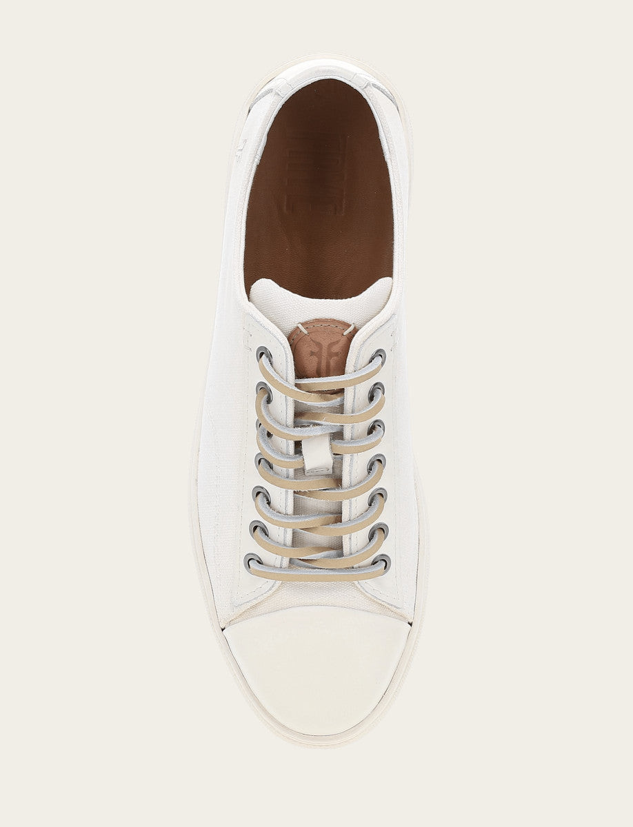 Men's White Astor Cap Toe Low Lace Sneakers - White