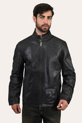 Men’s Black Lawton Modern Nappa Biker Jacket - Black