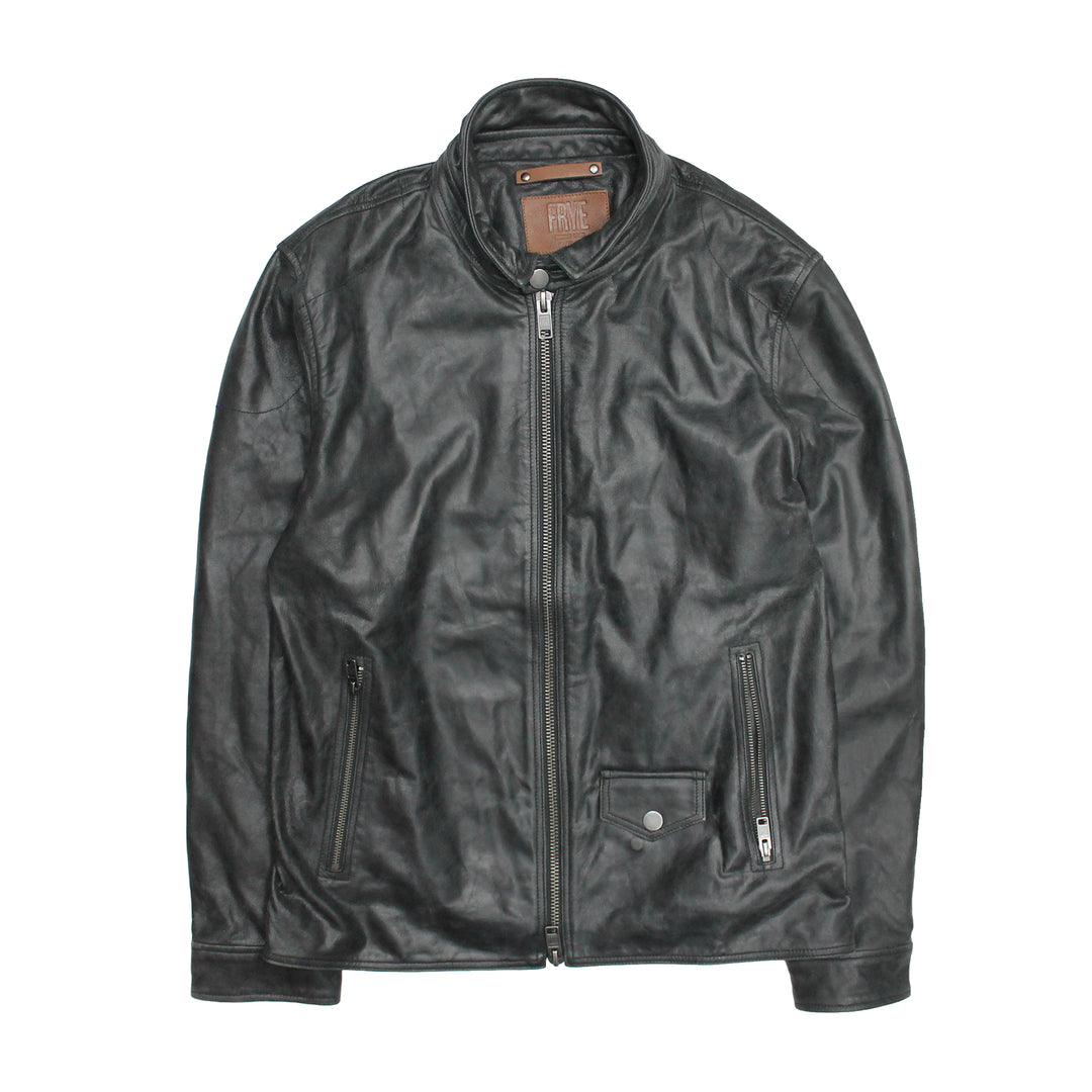 Men’s Black Lawton Modern Nappa Biker Jacket - Black